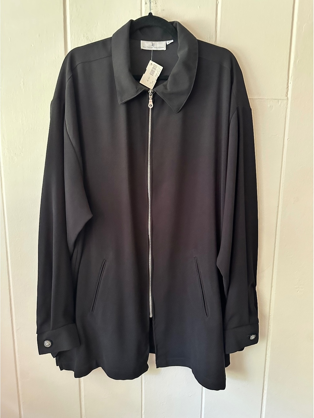 Yale Trouser Collection 1990s Vintage Black Zip Front Jacket Men’s XXL NWT